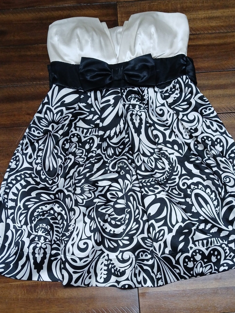 Speechless Ivory Strapless Dress with Black Trim Accent